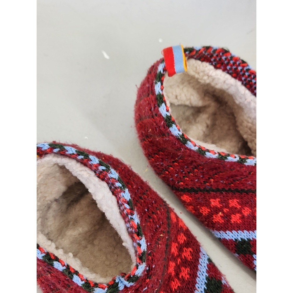 Bombas Gripper Slipper Socks Unisex Small Red Fair Isle Sherpa Lined Gorpcore - Picture 5 of 6